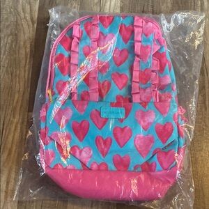 Kids Heart Pattern Backpack - Pink and Blue queen of hearts